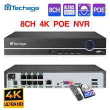 Techage H.265 8CH 4MP 5MP 1080P 4K POE NVR Audio Out Security Surveillance Network Video Recorder Up to 16CH For POE IP Camera