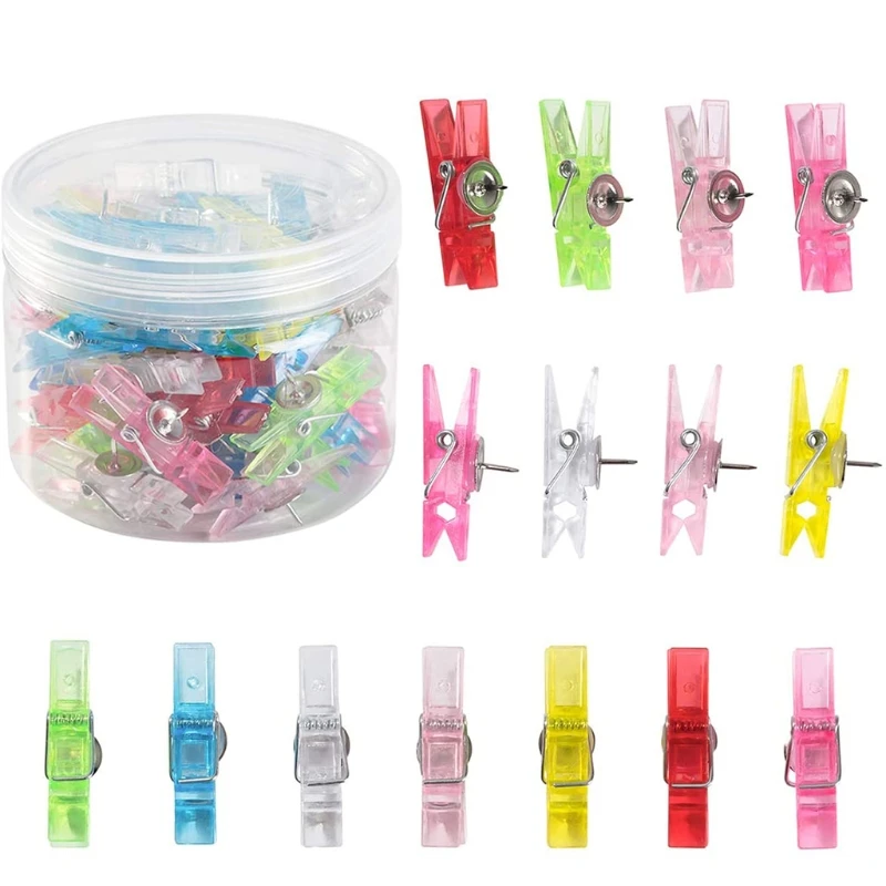 20pcs Multifunctional Clip-shaped Thumb Tacks for Cork Board Home Wall Decoration Party Supply