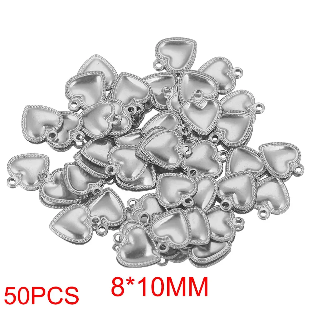 50 ciondoli a forma di cuore piccolo in acciaio inossidabile per la creazione di gioielli, collane, bracciali, estendono la etichetta della coda della catena, materiali all'ingrosso  36