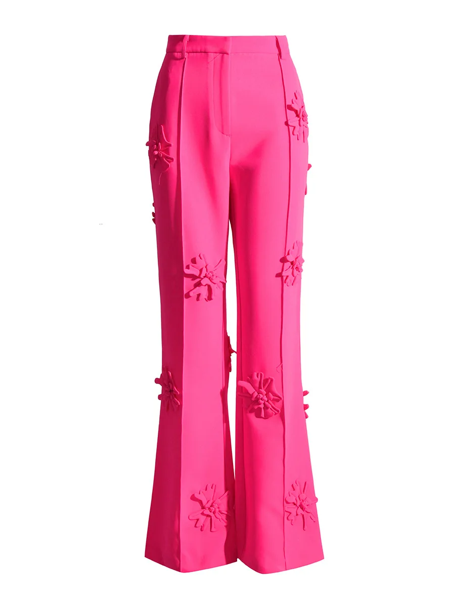 Fashion Streetwear Two Piece Set Autumn Floral Double Breasted Blazer Flare Pants Designer Suits Casual Luxury Fall Tracksuit