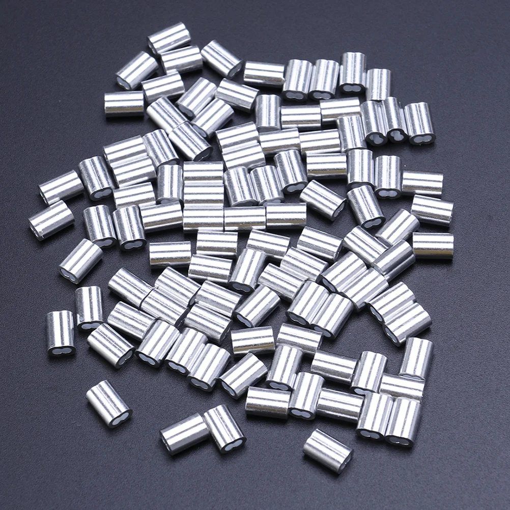 200 Pcs The Wire Steel Rope Double Hole Aluminum Sleeve Cable Crimp Ferrule Clip Clamp