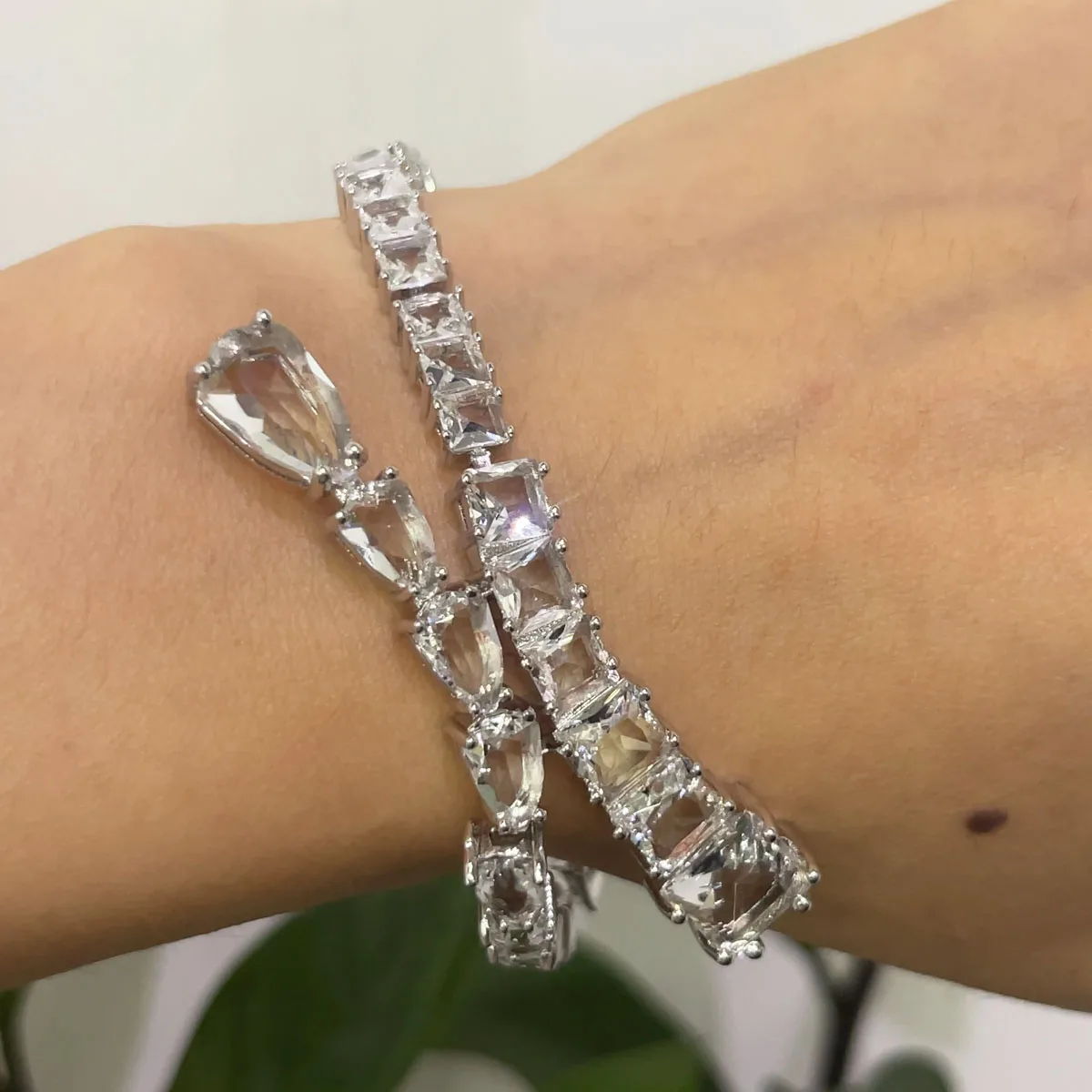 Y Shape Necklace High Quality Pear Shape Square Open Wide