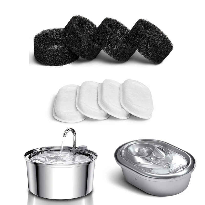 Premium Activated Carbon Replacement Filters for Pet Water Fountains - Stainless Steel Dispenser
