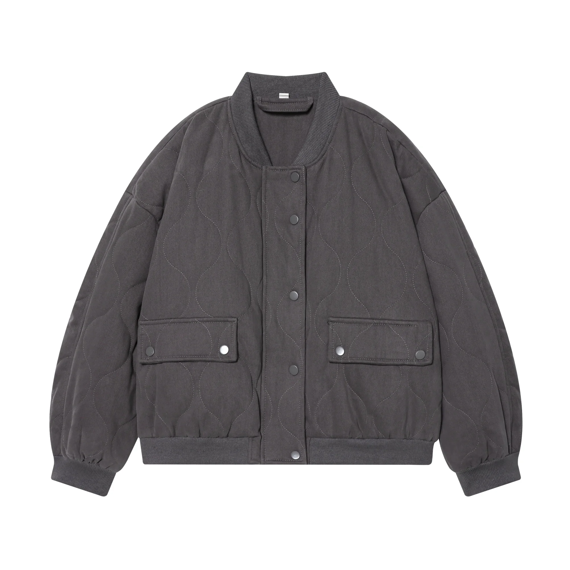 Women Autumn Winter Oversized Quilted Jackets Thick Warm Coat Female Long Sleeve Snap-Button Lady Outerwear Chic Tops Streetwear