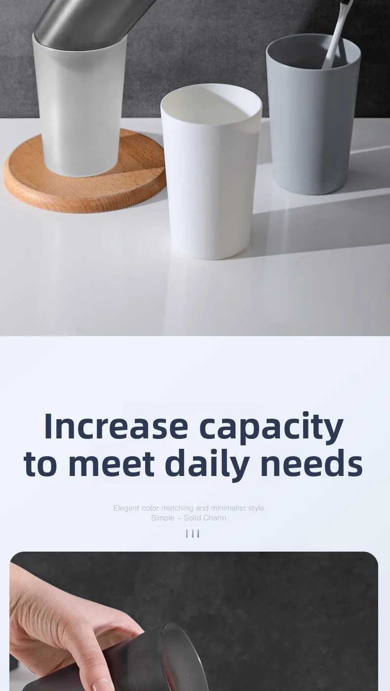 Solid Colour Plastic Toothbrush Tumbler Set For Bathroom_voghion.com
