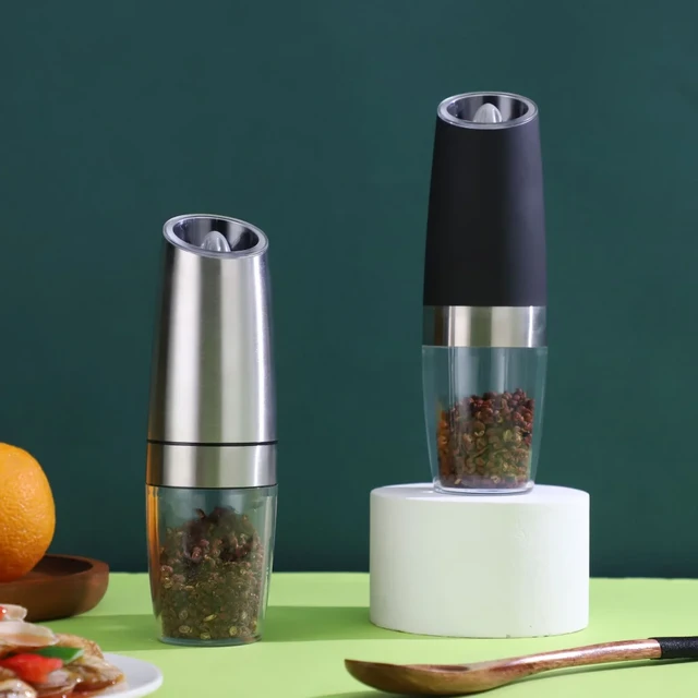 Electric Salt and Pepper Grinder Stainless Steel Automatic Gravity  Induction Pepper Mill LED Light Kitchen Spice Grinders Tools - AliExpress