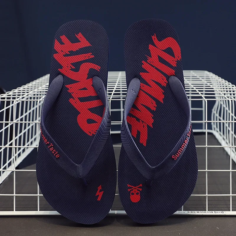 New Men's Lightning Thong Sandals Edgy Non-Slip Soft Sole Beach Street Fashion Durable Outdoor Casual Flip-Flops Shoes