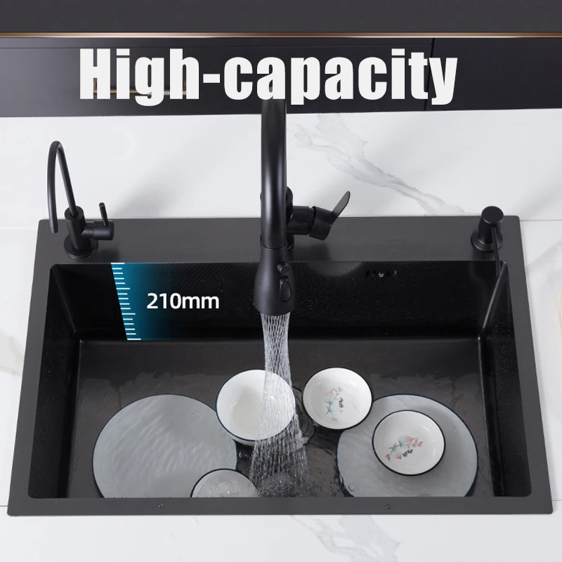 304 Stainless Steel Kitchen Sink Honeycomb Topmount Single Bowl DarkGray Wash Basin For Home Fixture With Accessories