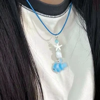 Collier pendentif poisson de dessin animé mignon pour filles, chaîne en corde colorée, collier meilleurs amis, accessoires d'amitié BFF 2