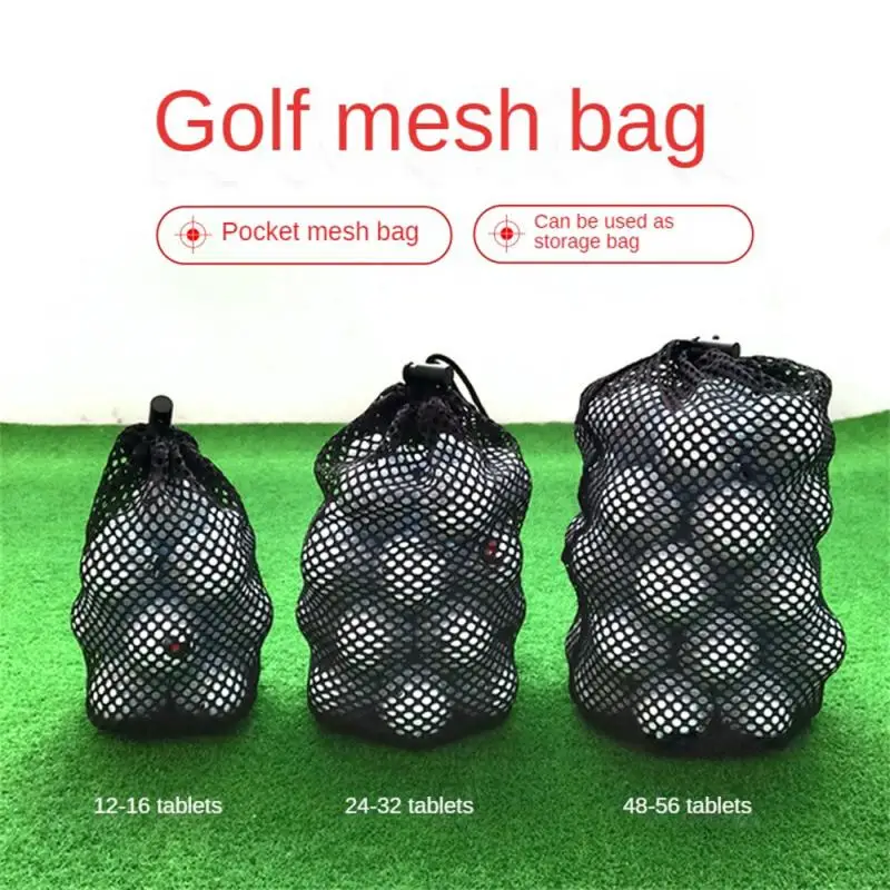 

Спортивная Сетчатая Сумка, черные нейлоновые мешки для гольфа, сумка для гольфа, тенниса 16/32/56, сумка на шнурке для переноски мячей, сумки для хранения мячей для гольфа