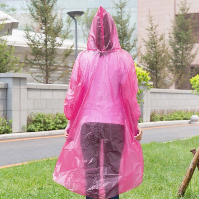 Impermeable Para Lluvia Rosa Dama Piloto Poncho Con Capucha