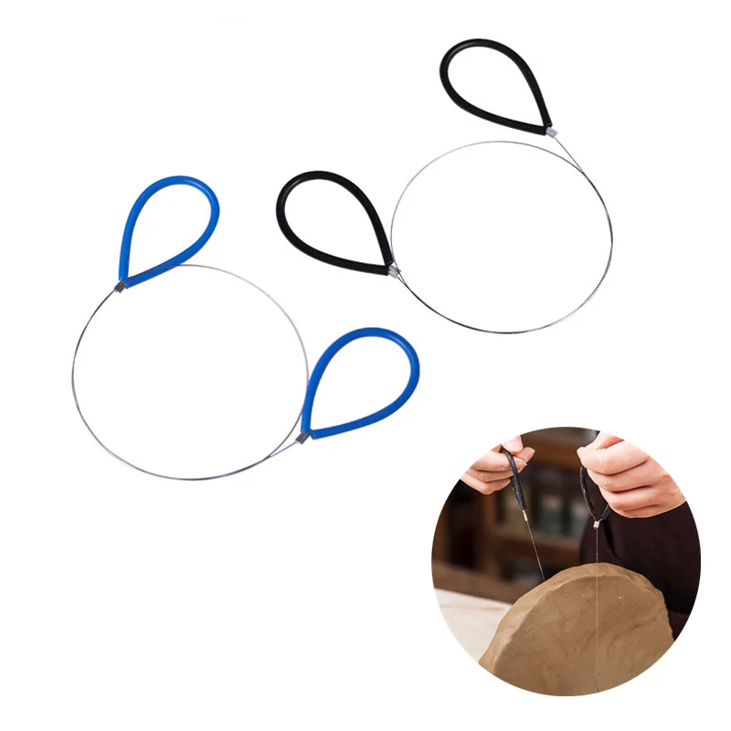 Pottery Mud Cutting Line Stainless Steel Wire Polymer Clay Cutter Rubber Handle Mud Cutter DIY Ceramic Plate Forming Tool polymer clay tools pottery tools clay sculpting tools pottery sculpting tools clay craft tool