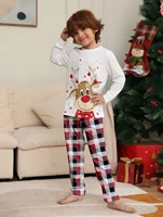 Family Matching Christmas Pajamas 2025 New Xmas Deer Print Dad Mommy And Me Christmas Costume Dog Clothes 5