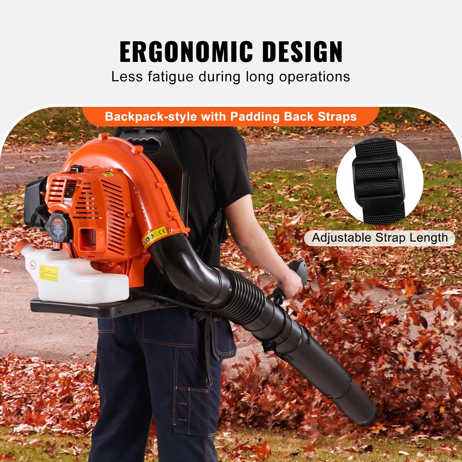 VEVOR Backpack Leaf Blower 79CC 2-Cycle Gas Leaf Blower with 3L Fuel Tank 930CFM Air Volume for Lawn Care&Leaf/ Snow Removal 5