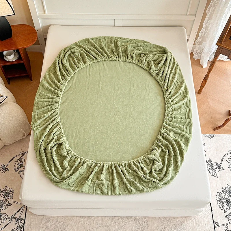 New Soft Cotton Velvet Taffees Only Product Bed Autumn/winter with Wool Thickened Warm Bedspread with Elastic Mattress Cover 4