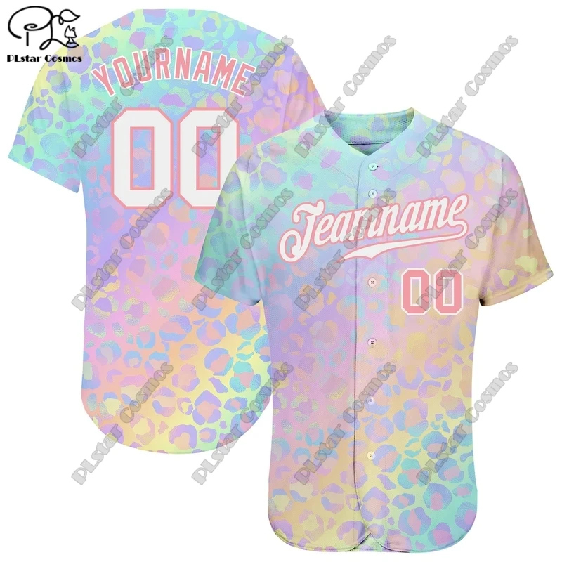 3D Full Printing Custom Name Graphic Design Black Old Gold Colorful Leopard Print Authentic Baseball  Baseball Shirts Unisex