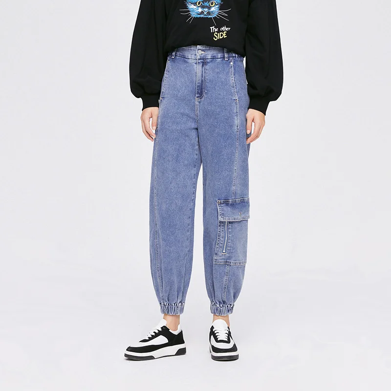 Semir Jeans Women Jogging Pants Workwear Style 2022 Autumn New High Street Trousers Girls Handsome Retro