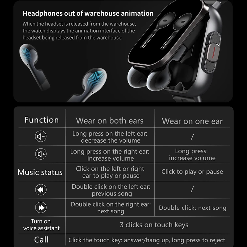 New Smart Watch Headset TWS 2-in-1 Earphones Bluetooth Call NFC Heart Rate Blood Pressure Health Monitoring Earphones Play Music