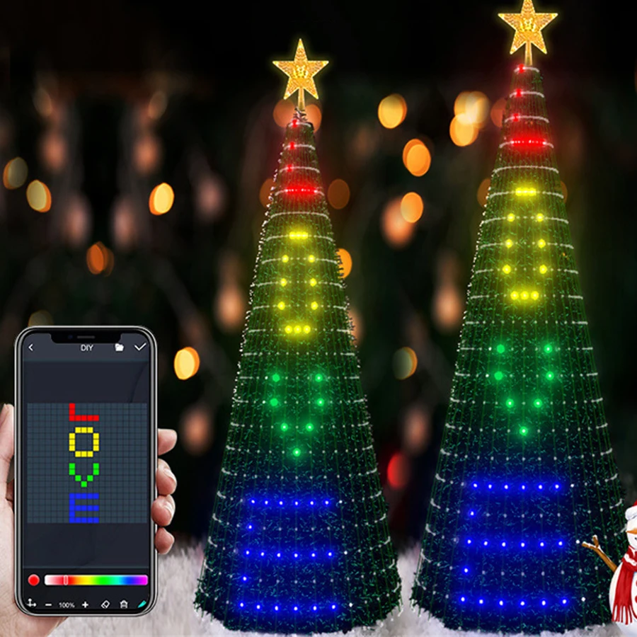 Super RGB 7 Ft Plug in DIY Smart Christmas Tree Light APP Controlled LED  Animated Lightshow Xmas Tree String Light With Remote