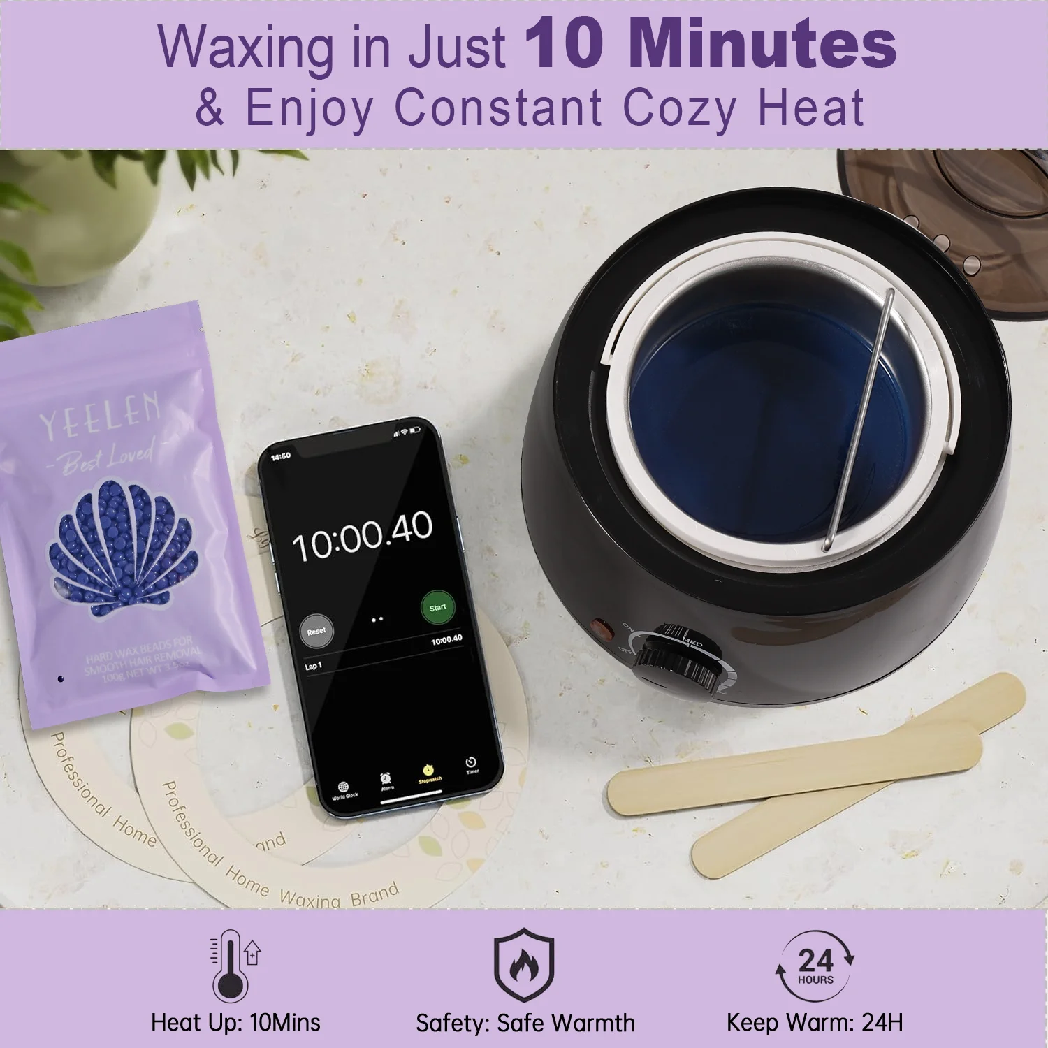 Home Hair Removal Waxing Kit US Plug 4 Packs Hard Wax Beads Silicone Wax Pot for Full Body Face Legs Bikini Brazilian hair removal wax hair removal wax heater