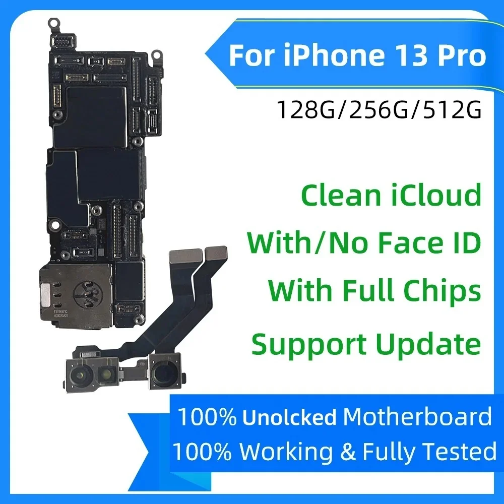 iPhone 13 Pro Max 13 mini용 100% 작동 마더보드(얼굴 ID 포함/없음 메인보드 깨끗한 iCloud 수정되지 않은 잠금 해제 로직 보드)