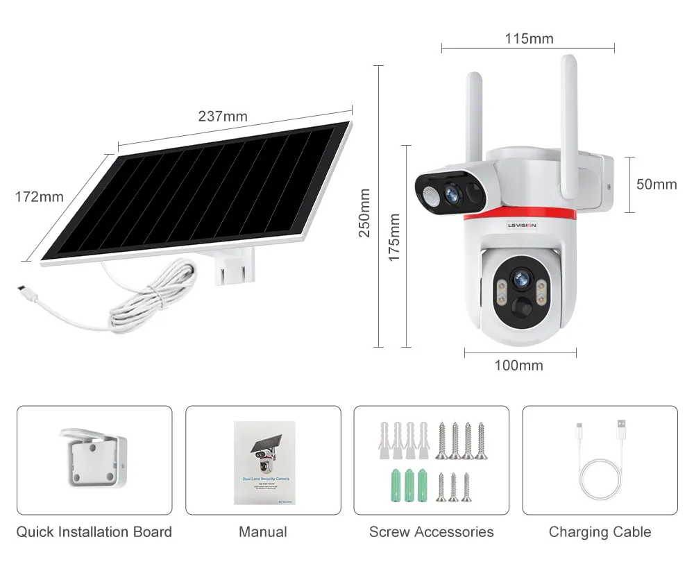 4G LTE Solar Cameras 8MP Outdoor Surveillance Cameras Dual Screens Dual PIR Dete