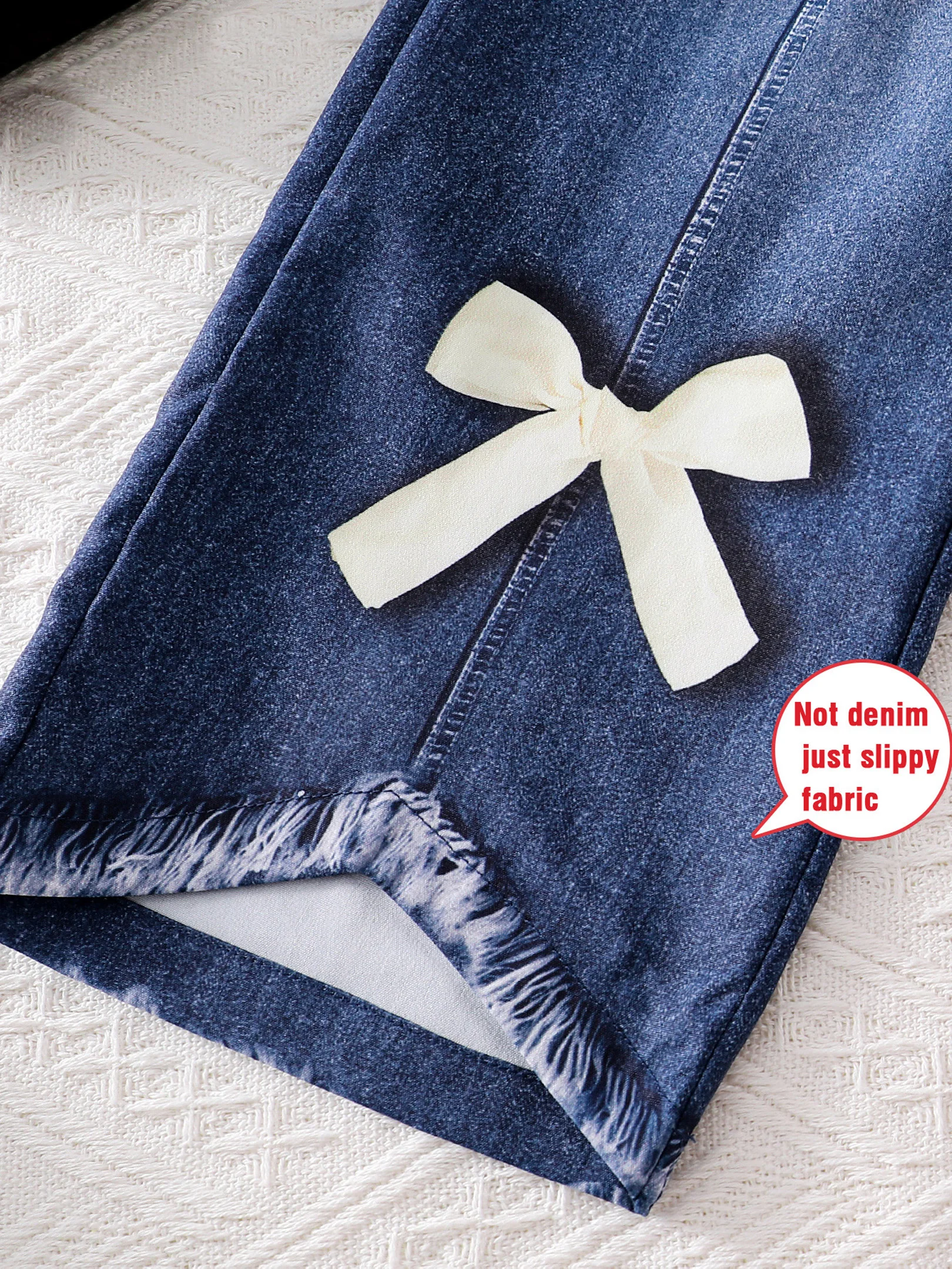 مجموعة مكونة من قطعتين من ملابس الربيع والخريف البسيطة والعصرية للفتيات: ملابس خارجية أنيقة وعقدة على شكل حرف إنجليزي ورقبة دائرية وأكمام طويلة + سراويل من قماش الدنيم الصناعي بطباعة في الهواء الطلق، ملابس كاجوال أنيقة وشبابية للفتيات