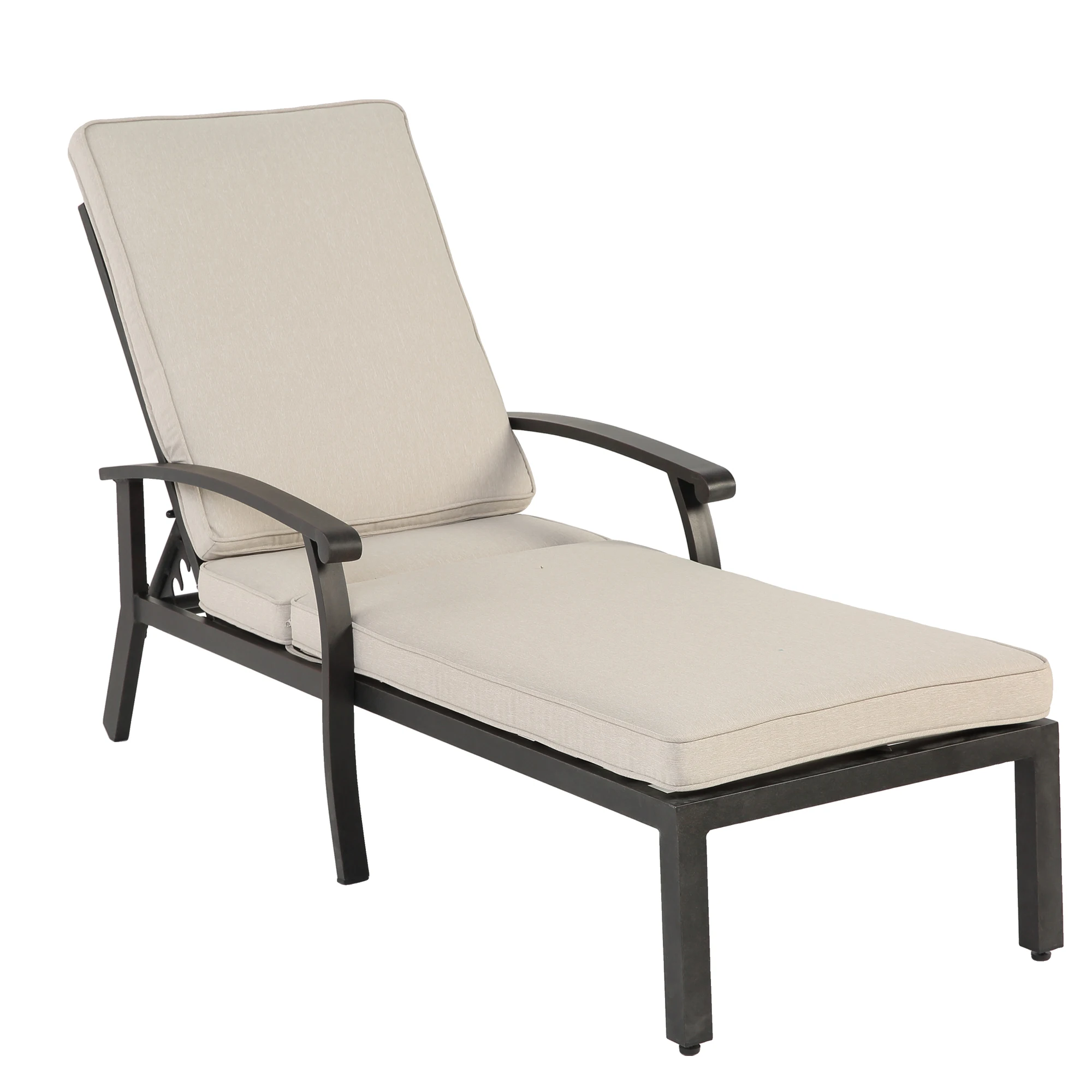 Waterproof Lounge Patio Chair with Cotton Cushion, Adjustable Reclining Rust-Resistant Aluminum Poolside Chaise Lounge Furniture – Detail 4