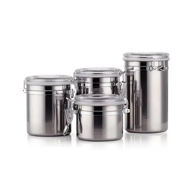 1 Pcs Stainless Steel Household Food Storage Container Storage Bottle Coffee Powder Sugar Container Airtight Can Holder Canister
