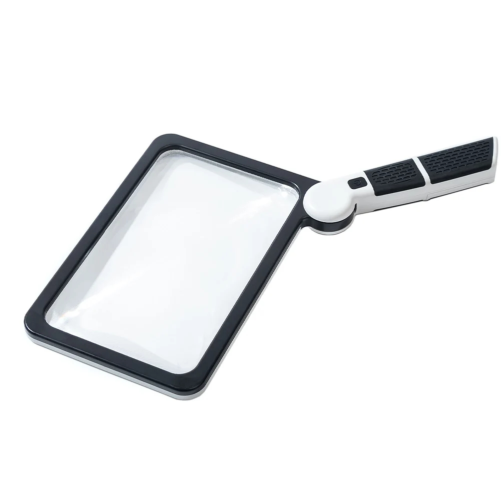 Hand-held Magnifying Glass with Gluing Handle Dimmable Reading Magnifier 48 LED Lights for Old People Seniors for Books Reading