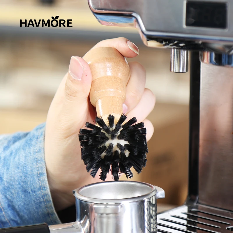 فرشاة تنظيف قهوة خشبية فاخرة