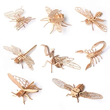 

Montessori Baby Toy 3D Puzzle DIY Jigsaw Board Wooden Puzzle Insect Animal Handmade Educational Assembly Toy Gift for Children