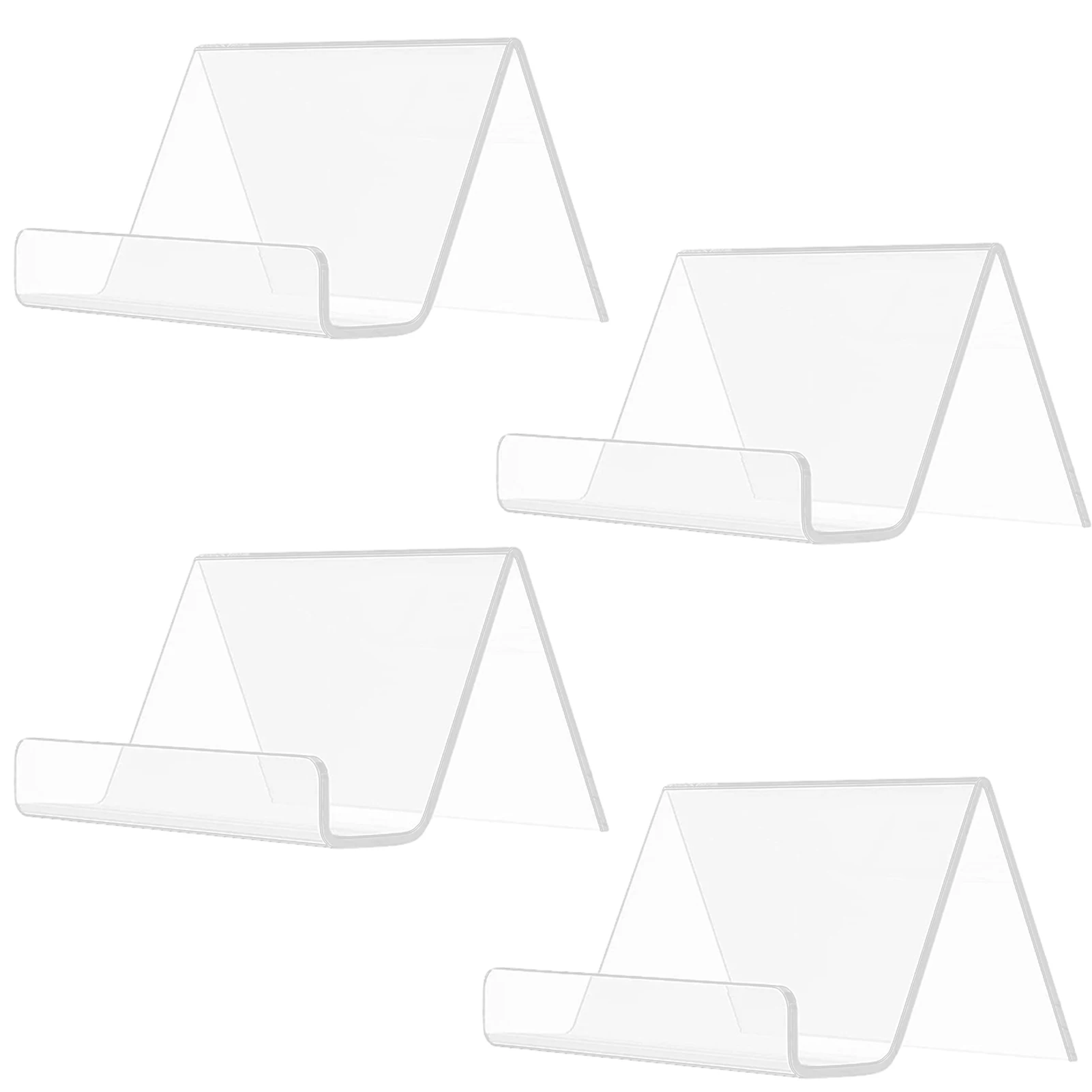 4pcs Acrylic Clear Exhibitions Business Card Stand Portable Storage Shelf Large Capacity