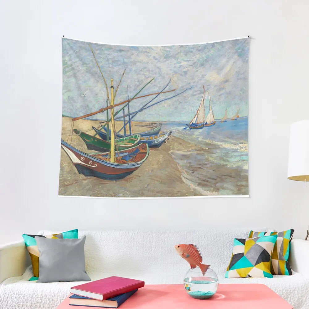 

Fishing Boats on the Beach at Saintes-MariesTapestry Bedroom Deco Decoration Aesthetic Decoration For Bedroom
