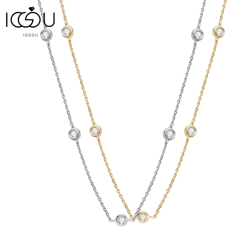 

IOGOU Choker 925 Sterling Silver Chain Round 2.5mm/4.0mm D Color Moissanite Necklace for Women Girls Gift 2023 New In Jewelry