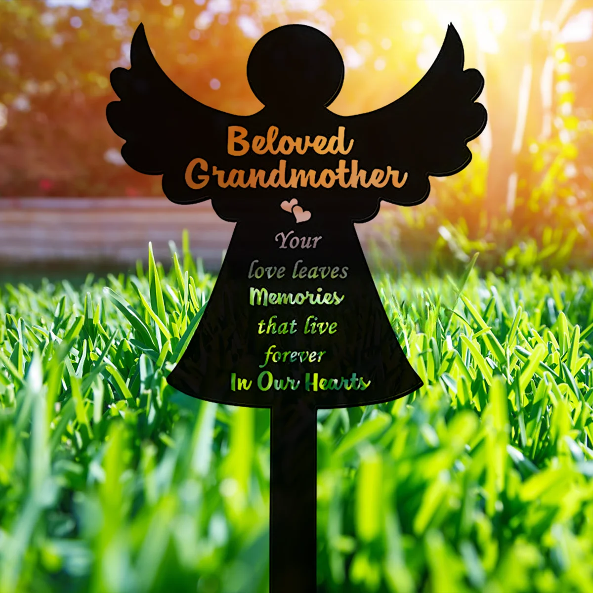 

Angels Grandmom Memorial Stakes Grave Decoration Cemetery Grave Markers Stakes Markers Metal Mom Plaque Sympathy Garden Stakes O