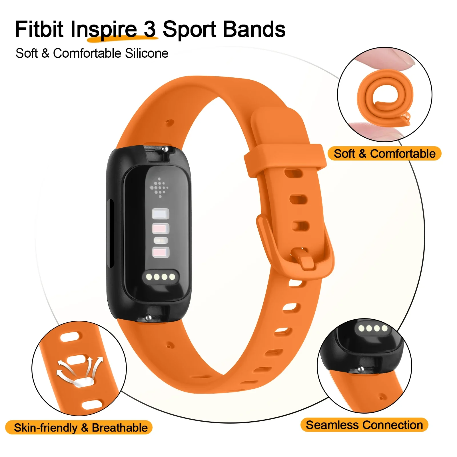 Soft Silicone Adjustable Sport Strap for Fitbit Inspire 3 – Stylish Replacement Wristband Bracelet