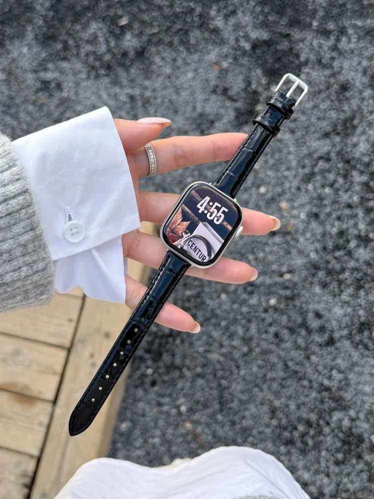 لامعة حلقة من جلد ل iWatch الترا 11 10 9 8 7 6 5 S...