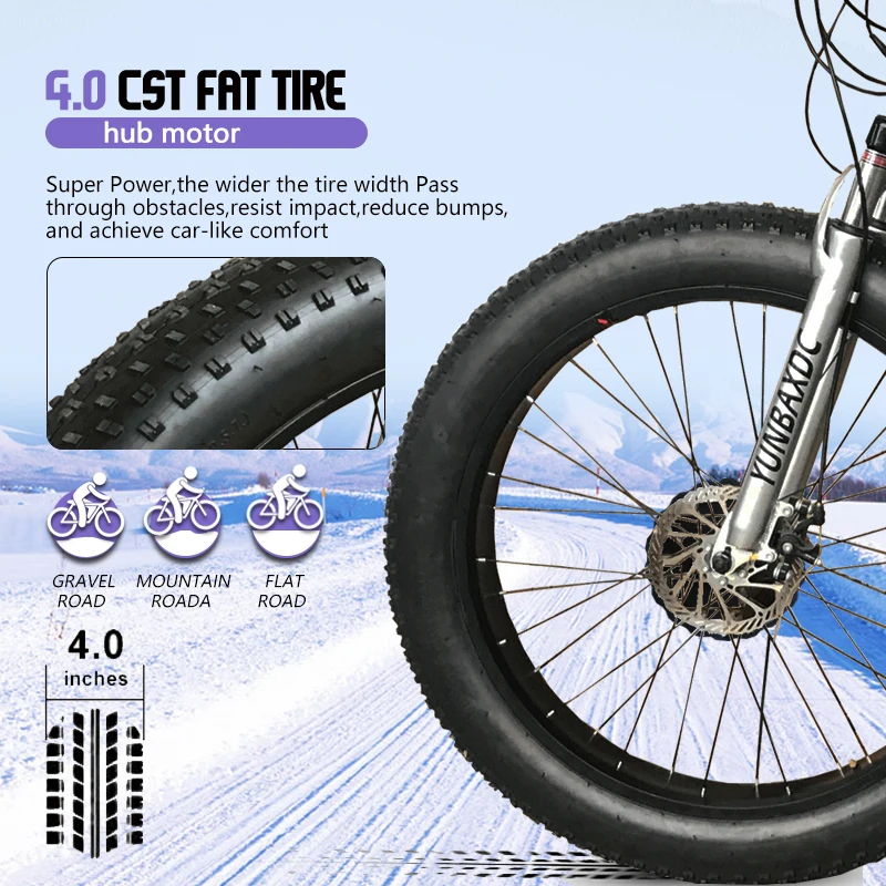 Fatbike-Kit de conversión de bicicleta eléctrica para nieve, Motor de cubo de rueda de neumático, caída trasera, 4,0mm/170mm, 72v, 3000W, 190, 20 
