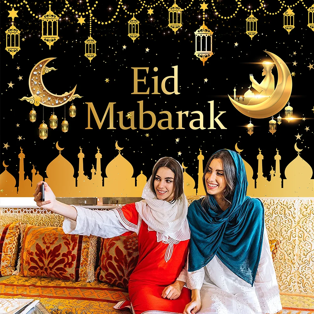 180 x 110 cm Ramadan-Hintergrund, Stoffbanner, Eid Mubarak-Hintergrund, Dekor, 2026 Ramadan-Dekorationen, Eid-Party, Fotografie-Requisitenversorgung – Detail 3