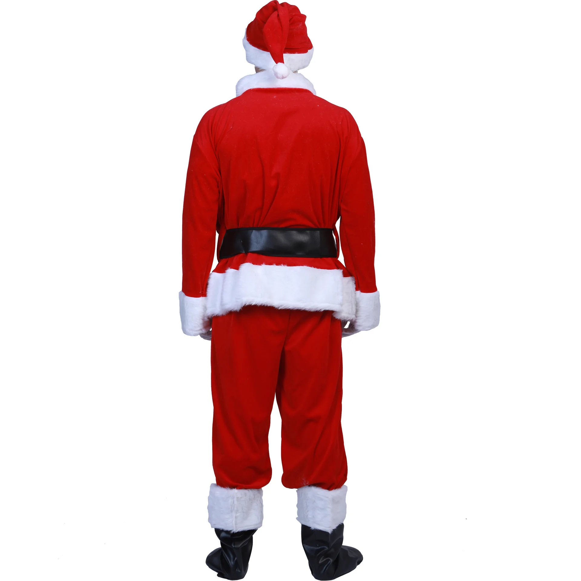 Kerstman Kostuum Kerst Complete Dress-Up Outfit Voor Volwassen Kerstman Pak Met Hoed Mannen Cosplay Kostuums 7 Stuks