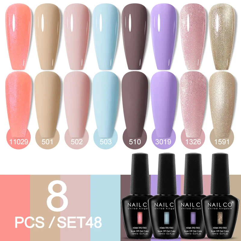 Deluxe 8-Piece Gel Nail Polish Set for Professional DIY Manicures