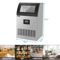 200lbs/24h Commercial Ice Maker,with LED Control Panel & 29lbs Storage Bin,for Restaurant Bar Cafe Home Office 2
