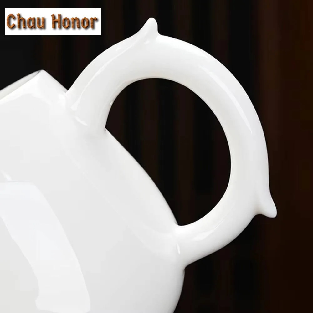 350ml Dehua White Porcelain Mug Retro Water Separation Coffee Cup Mug with Handle Tea Maker Personalized Mug Cha Ornaments Gifts