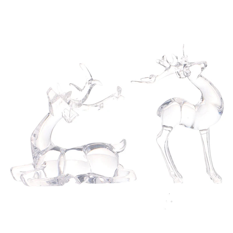 Crystal Deer Figurines Desktop Ornament Room Decor Transparent Elk Reindeer Sculpture Home Office Decoration 1Pc