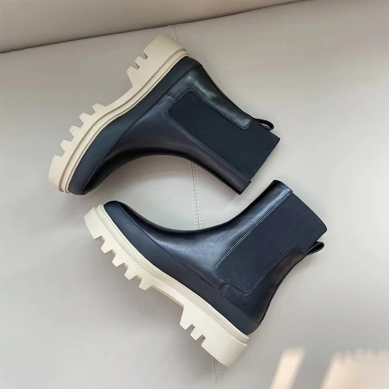

MOOQDAAX Chelsea Boots Chunky Boots Women Winter Shoes Genuine Leather Ankle Boots for Women Female Autumn Fashion Booties