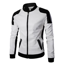 

2022NEW Top quality fashion men white leather jackets and coats pu match color overcoat M-5XL AYG94