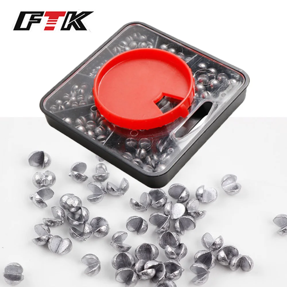 FTK 오픈 바이트 리드 싱커, 낚시 웨이트 스플릿 샷 싱커, 잉어 낚시 솔리드 에그 싱커, 박스 포함 태클, 0.2-2.0g, 100 개 