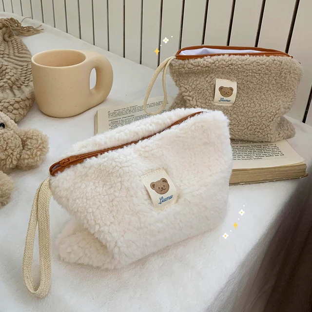 Plush Cosmetic Bag Portable Cute Makeup Pouch Soft Wool Travel Toiletry Bag  Female Beauty Necesserie Brush Organizer Clutch Case - Cosmetic Bags &  Cases - AliExpress