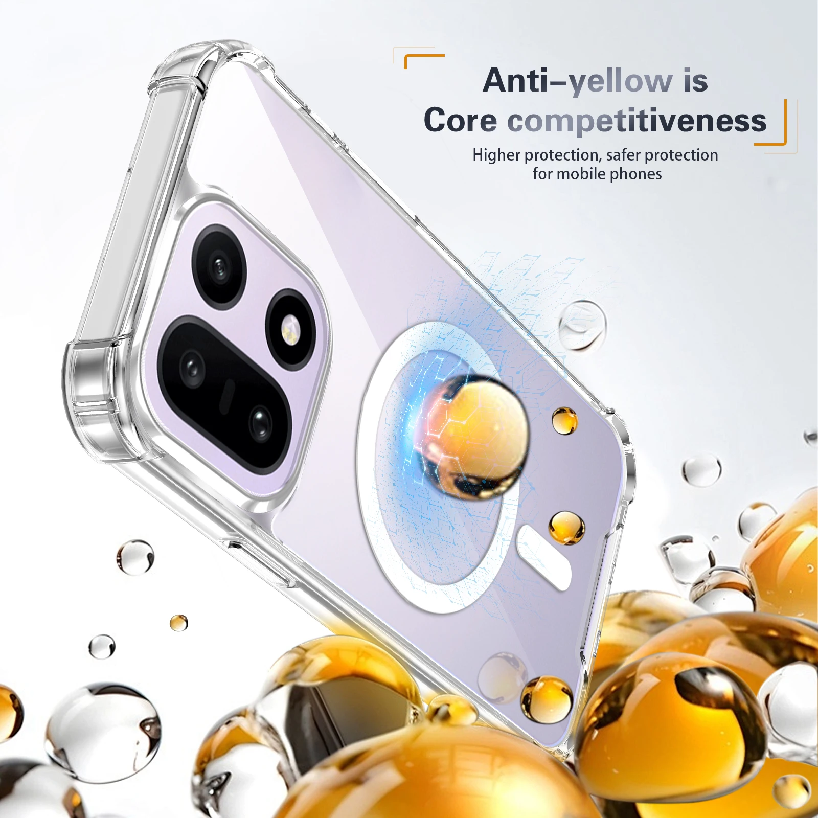 Magnetic Clear Phone Case with Ultra Airbag Shockproof Protection